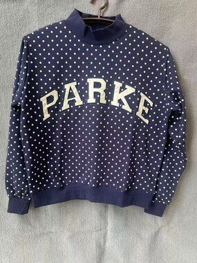 PARKE Women Mock Neck Polka Dot Cropped Sweatshirt